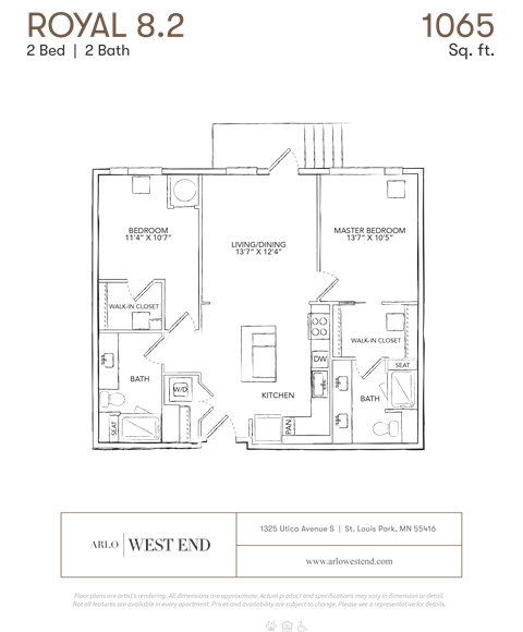 a floor plan of a bedroom apartment with a bathroom and a closet